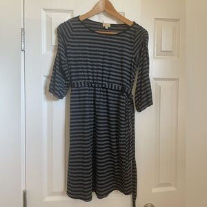 Ella Moss black and Gray Striped Long Sleeve Dress